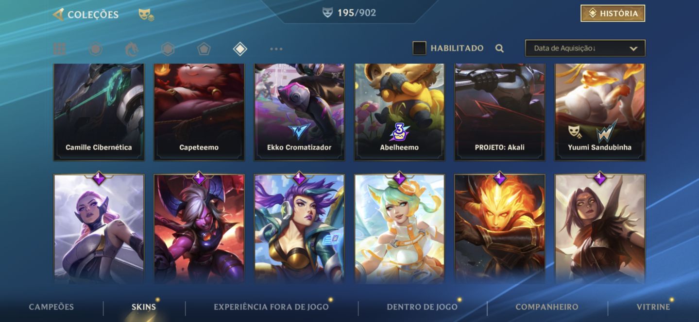 Conta de wild Rift com inúmeras skins