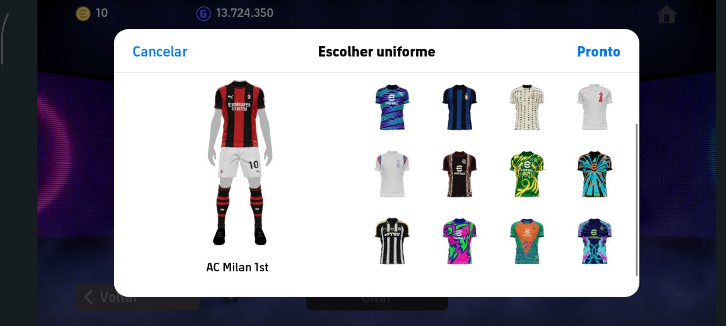 CONTA EFOOTBALL MOBILE RECHEADA DE ÉPICOS