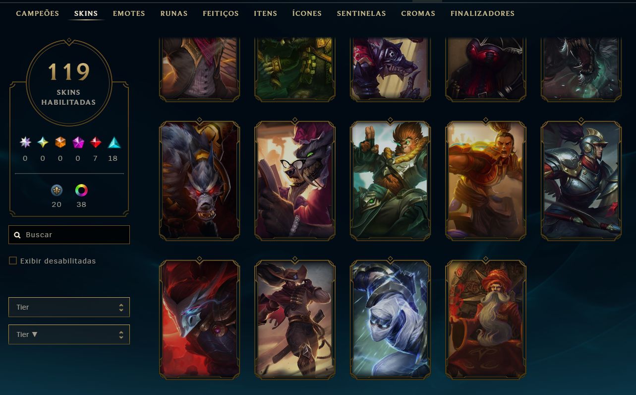 CONTA LOL MESTRE 200PDL+ / LV 101 / 119 SKINS / TODOS CHAMPS / FULL ACESSO DADOS