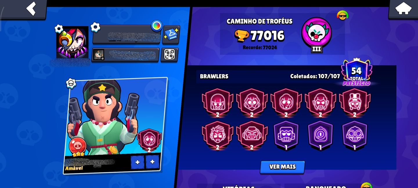 BRAWL STARS FULL: TODOS OS BRAWLERS + 54 PRESTÍGIOS, 961 GEMAS E 28K BLINGS!