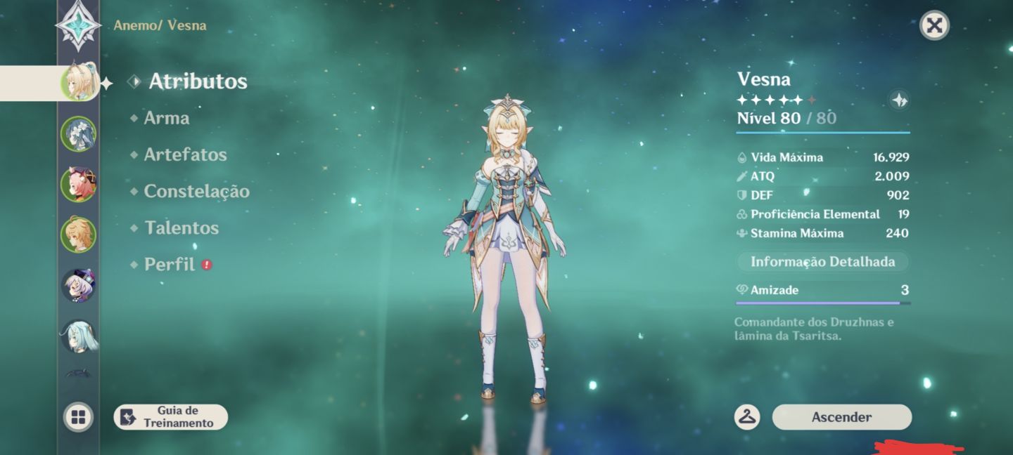 Conta de genshin com Vesna e Vodyanitsa e 90 pulls