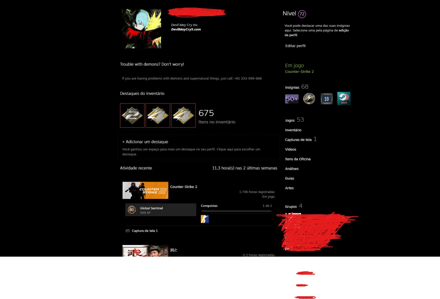 CONTA CS2 MAIN COM 30K SEASON 2 E 4, LEVEL 72 STEAM (19 MEDALHAS) PERMA GREEN
