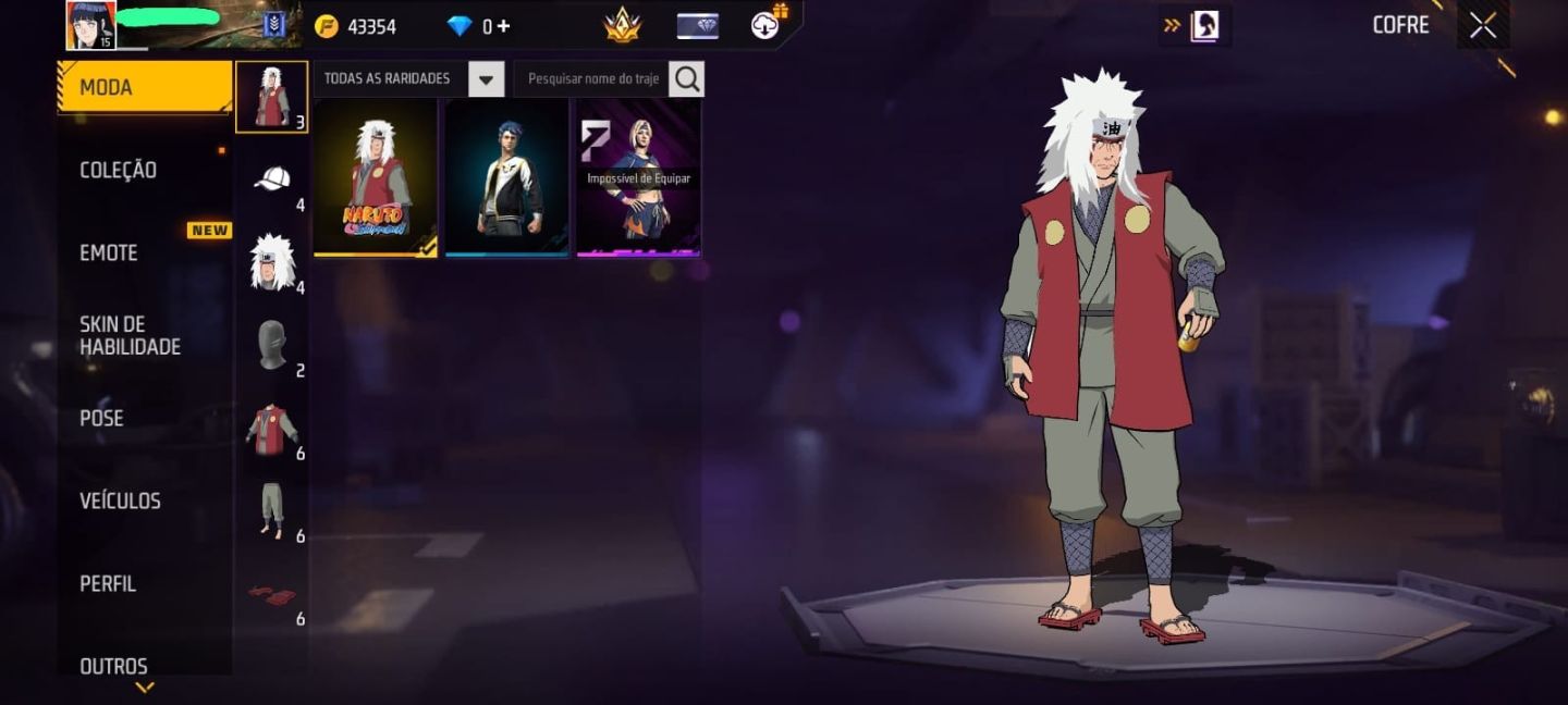 CONTA FF COMPLETA NV 15 - PARCERIA NARUTO (JIRAYA) + G36 COMBUSTÃO ESP