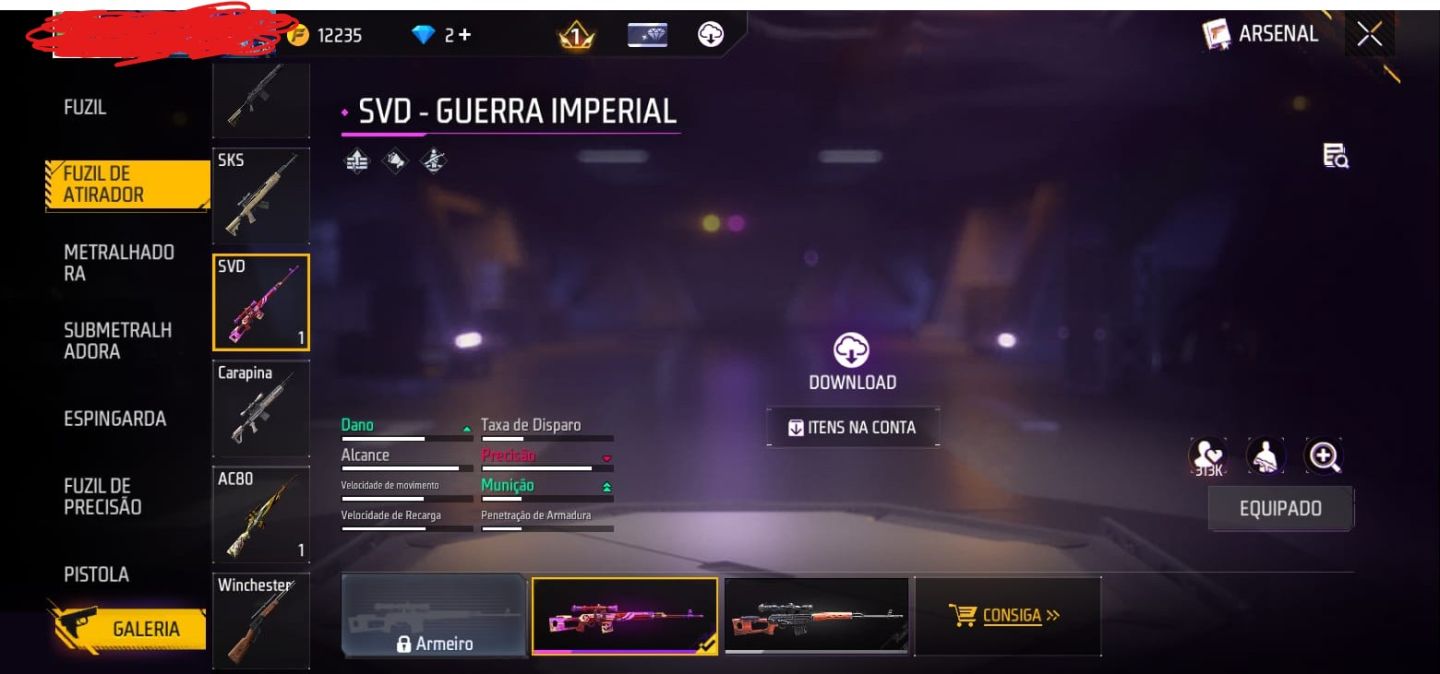 Conta free fire full acesso