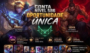 Conta LVL 586 | 376 Skins | Esmeralda | Todos os campeões