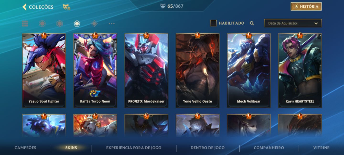 Wild Rift Conta 65 Skins (Lendárias + Épicas) | Nível 160