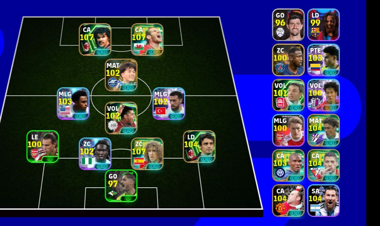 Conta de efootball com Gullit, Bale e Puyol