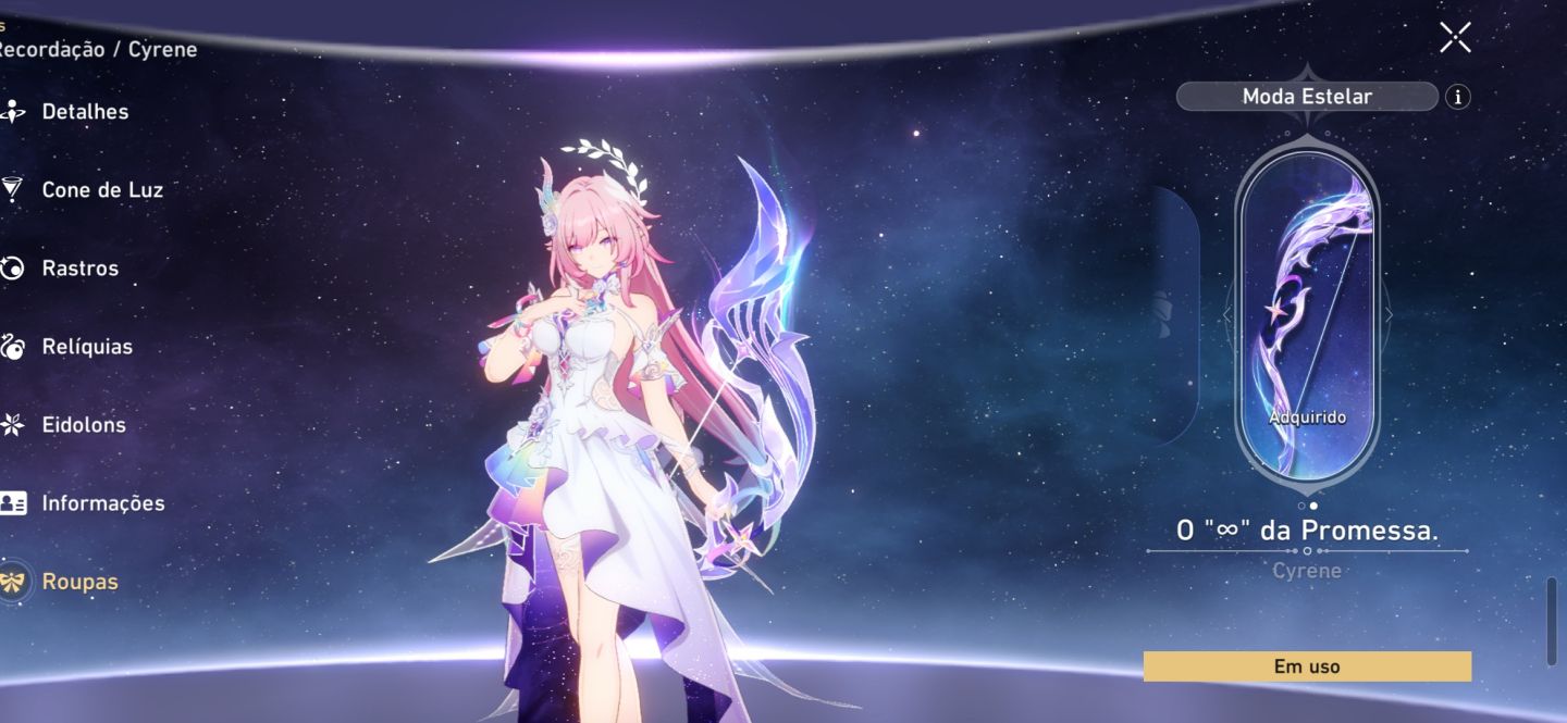 CONTA HONKAI STAR RAIL SUNDAY E5S1 CYRENE E1S1 COM SKIN(ARCO) CHAPEU DA MEM 42T5