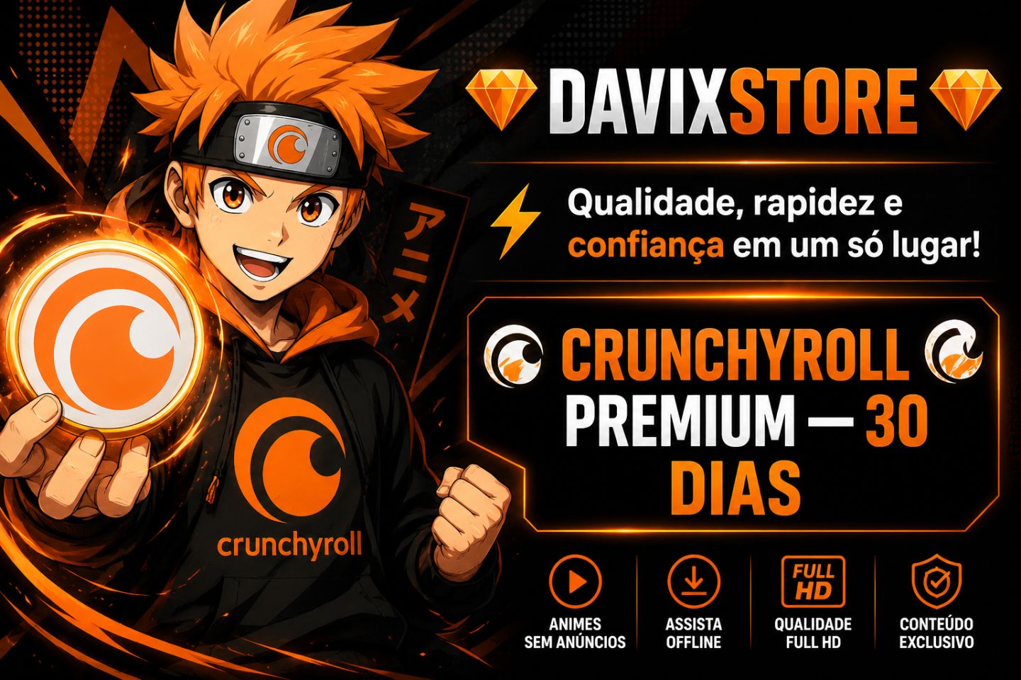 CRUNCHYROLL PREMIUM 30 DIAS / TELA PRIVADA + PIN / ENTREGA RÁPIDA