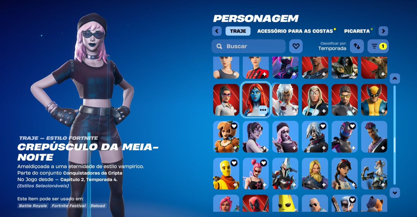 CONTINHA DE FORTNITE NO JEITO, 388 SKINS E 344 PICARETAS + PASSE DA TEMPORADA 3
