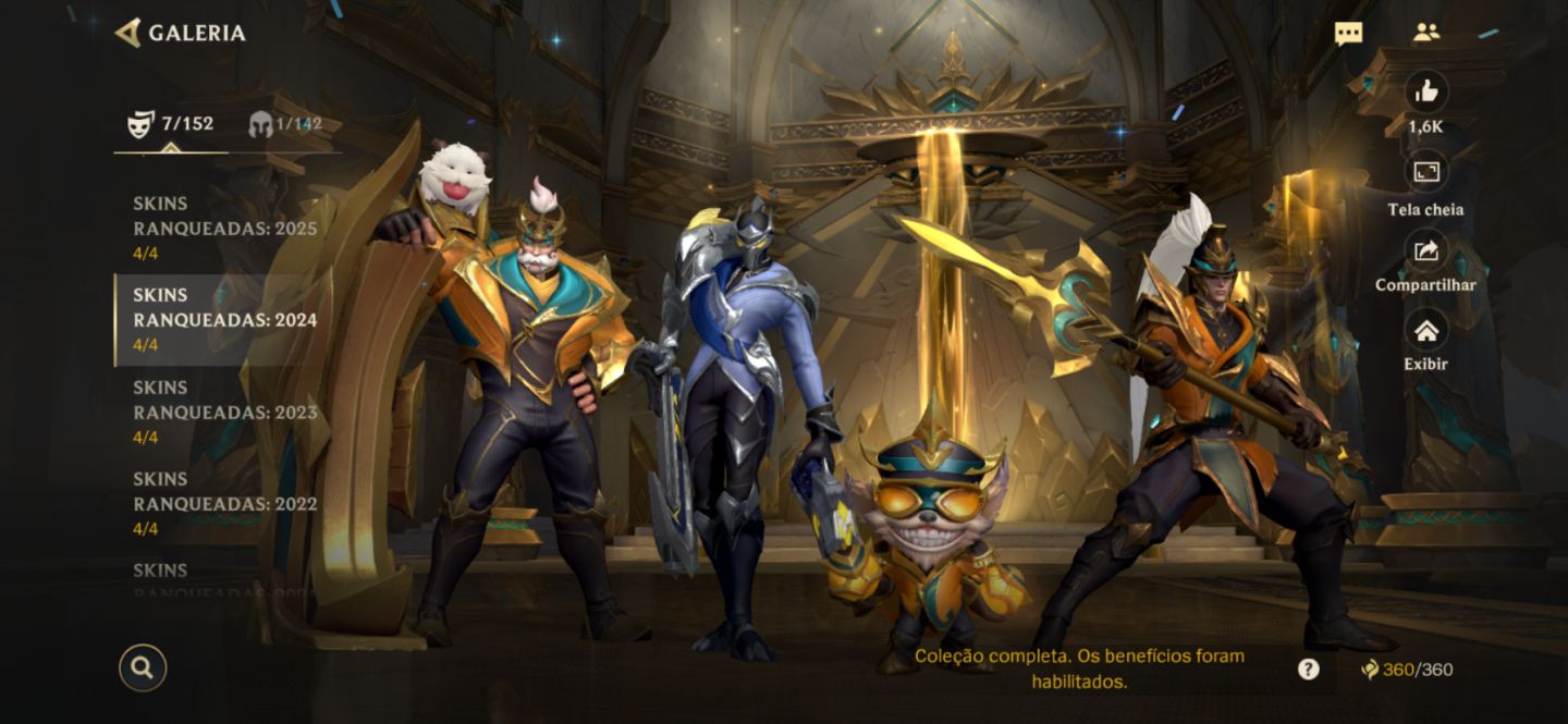 Conta Wild Rift com 125 skins e todas do passe ranked