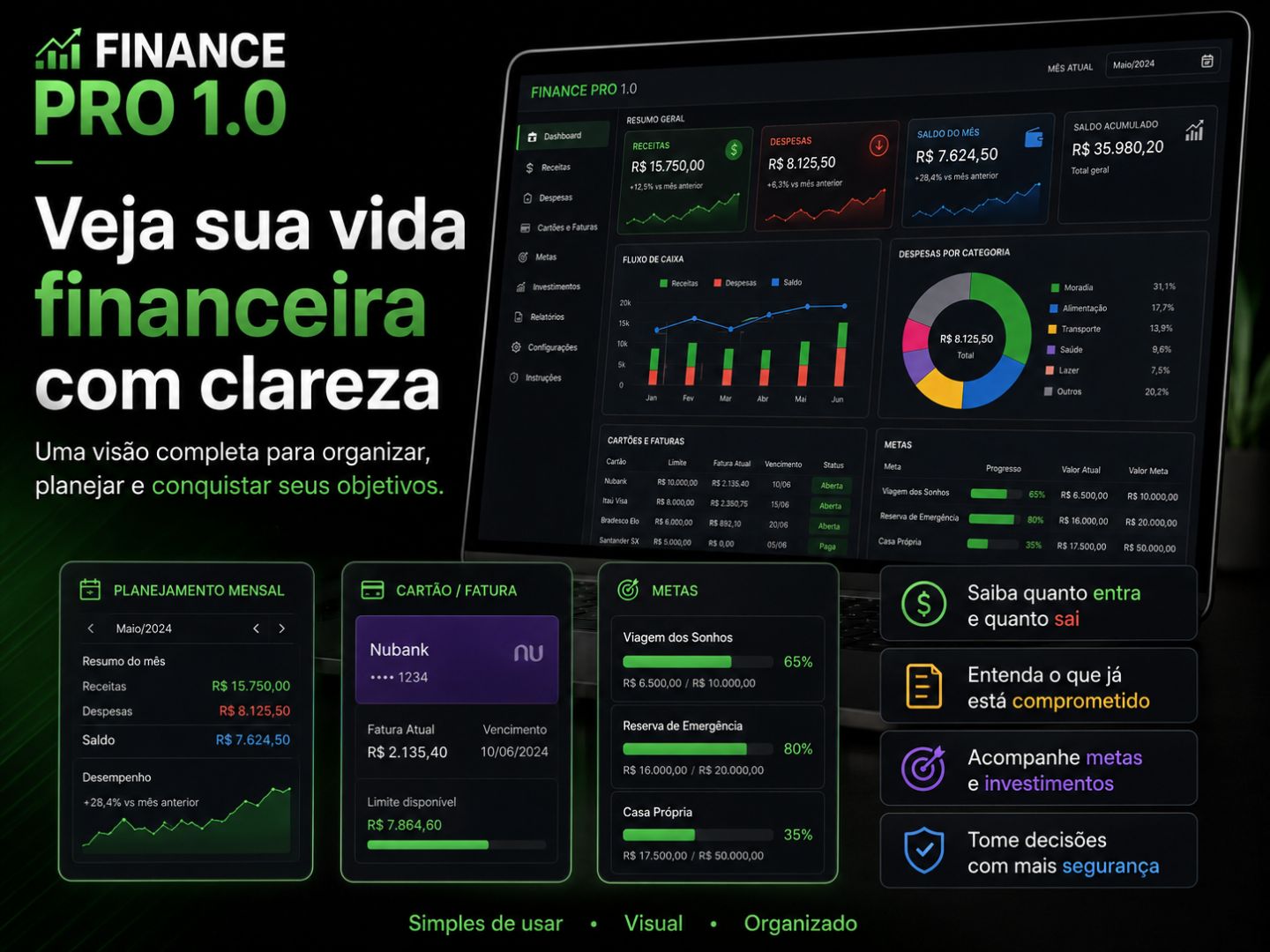 FINANCE PRO 1.0 | PLANILHA DE CONTROLE FINANCEIRO