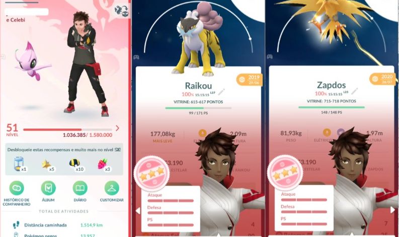 CONTA POKEMON GO LEVEL 51 | 132 LENDARIO | 191 BRILHANTE | 3 LENDARIO IV 100