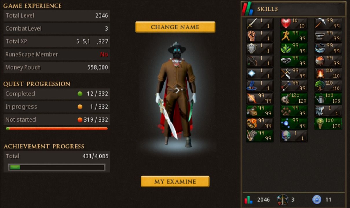 CONTA SKILLER (NÍVEL 3) | 120 SLAYER | RS3 (RUNESCAPE 3) SKILLS 99+