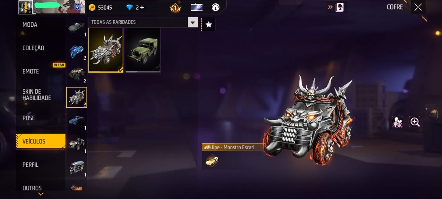 CONTA FREE FIRE LVL 18 | 2 CAMISAS DE TIME + CARTÃO MUDAR NICK+VEÍCULOS