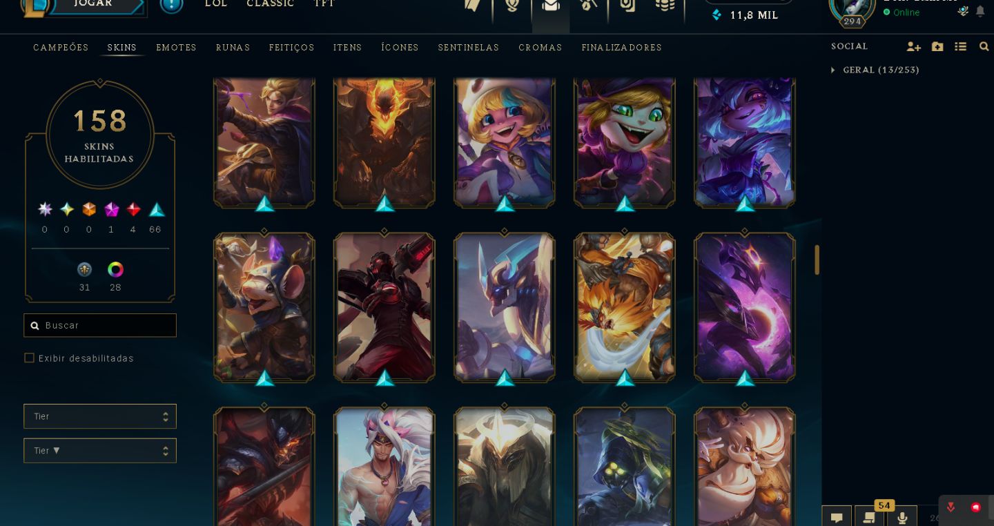Conta LoL BR | Ex-Mestre | Esmeralda IV | +28 PDL | 158 Skins | 101 Champs