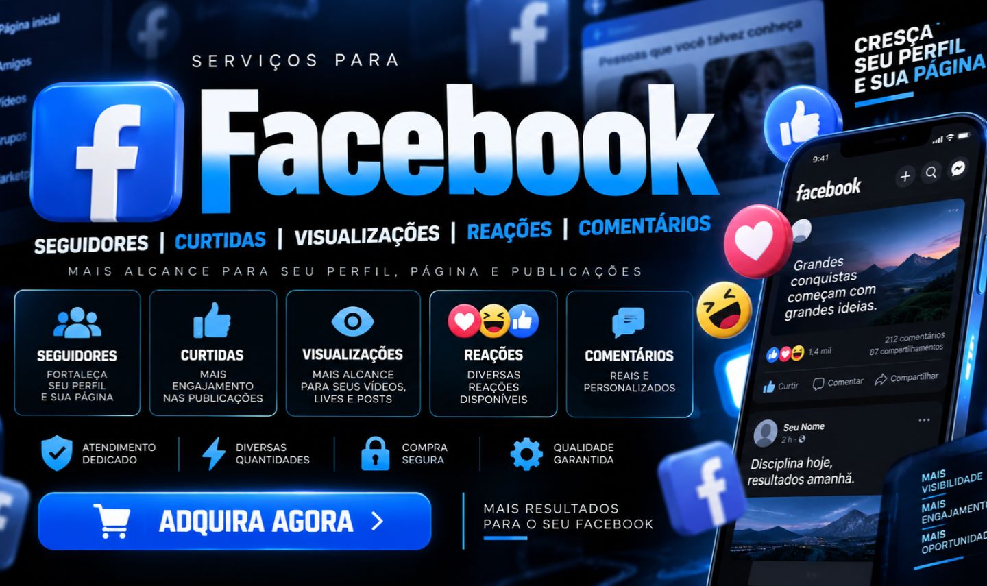 Facebook | Seguidores + Curtidas + Views + Reações + Lives | Diversas Opções