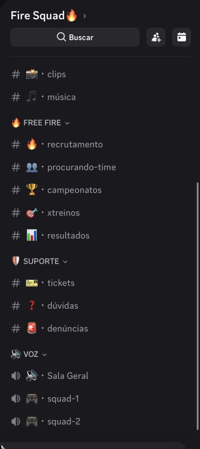 FIRE SQUAD | TEMPLATE DISCORD FREE FIRE | CLÃ COMPLETO