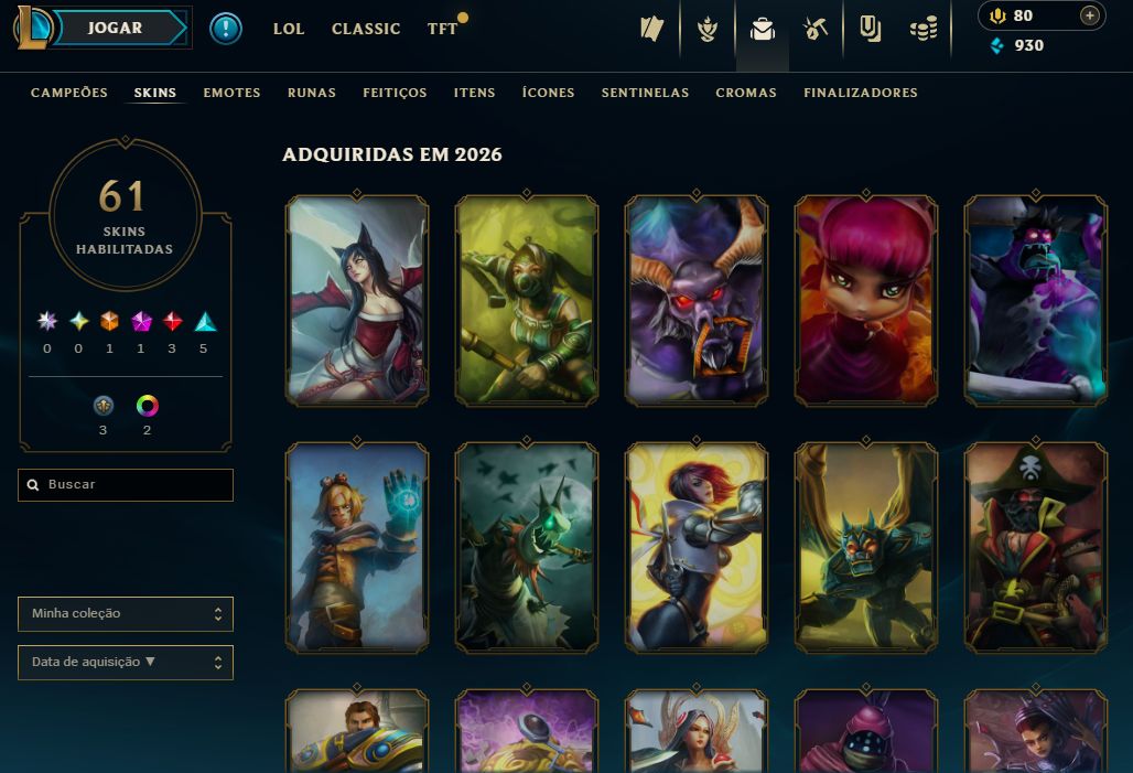 [Entrega Automática] Conta Lol Ouro, 61 Skins, com Skins Ultimate, mítica