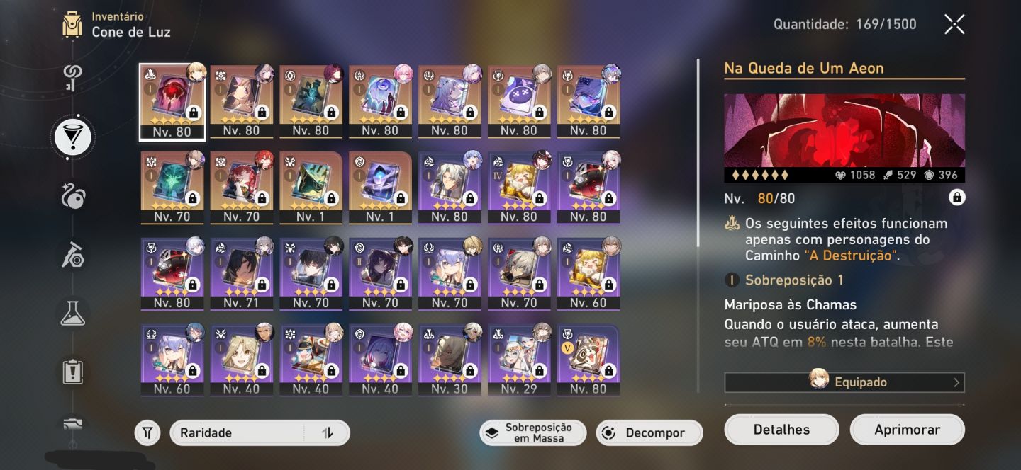 CONTA HSR LVL 70 21 PERSONAGENS T5 + 11 CONES T5