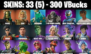 CONTA FORTNITE COM 33 SKINS ZEUS/HADES/SLAYER JUICE/BEAST BOY/KORRA/ARTEMIS