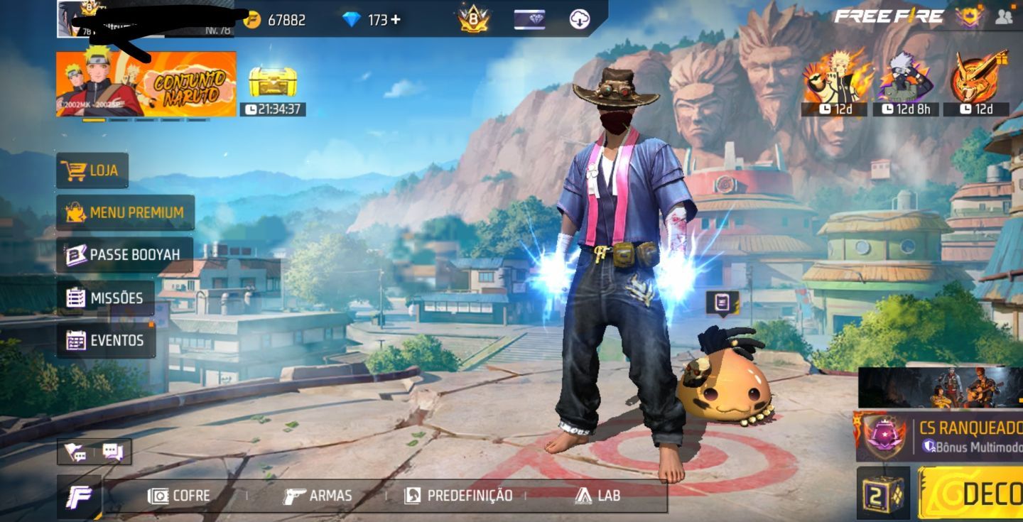 CONTA DE FREE FIRE (FF) SEMI FULL PASSE COM RAGNAROK E PÉ DESCALÇO