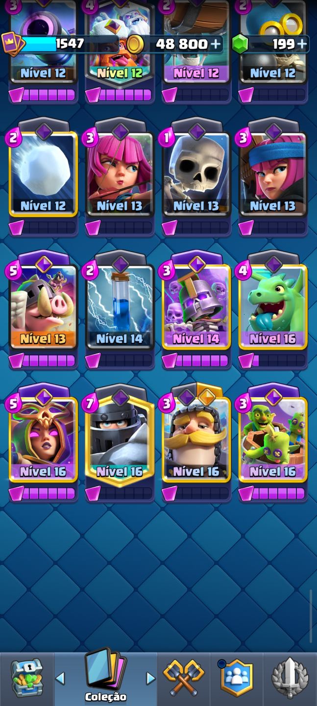 CONTA CLASH ROYALE COMPLETA 122/122 cartas coleção completa