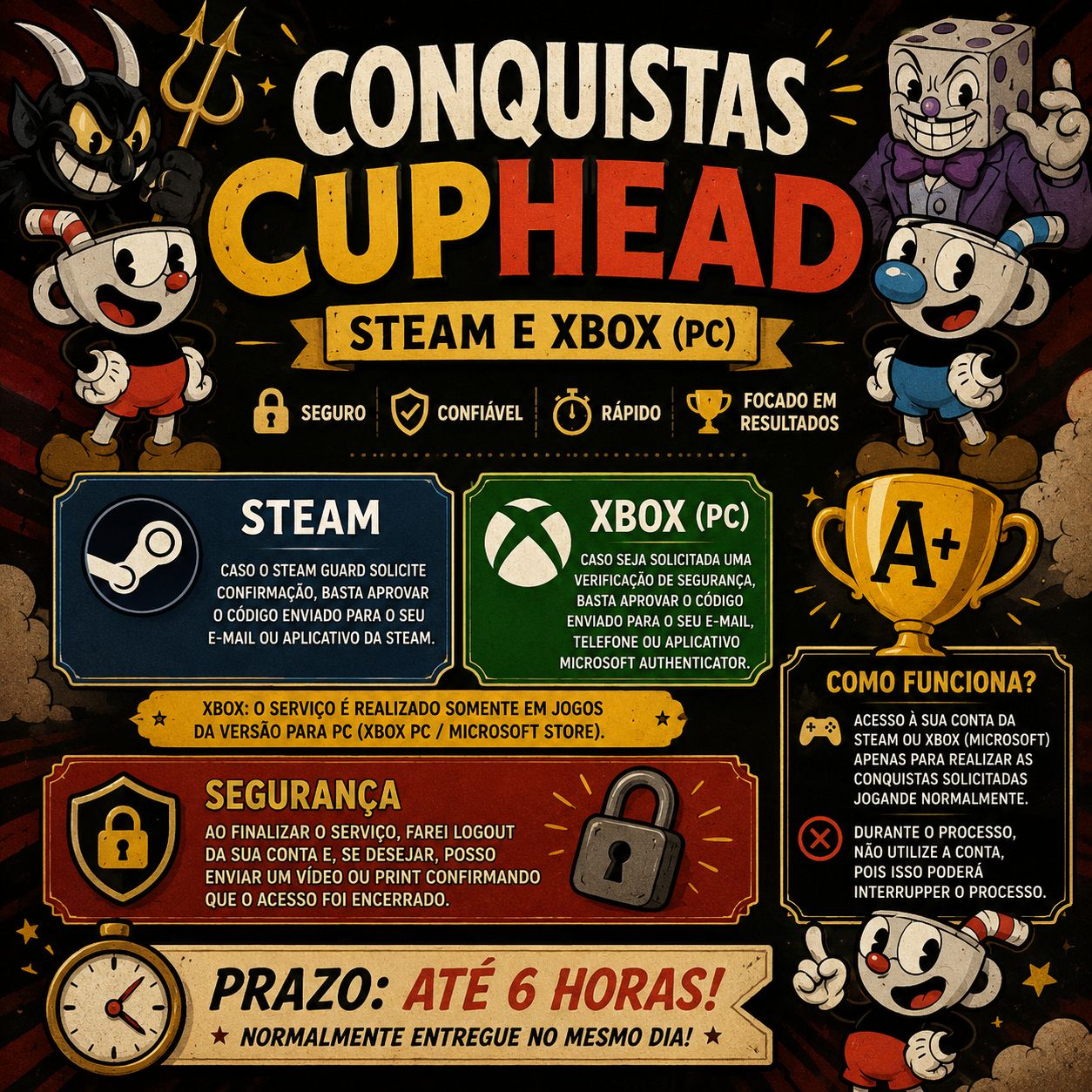 Platina Cuphead Xbox(pc) e Steam