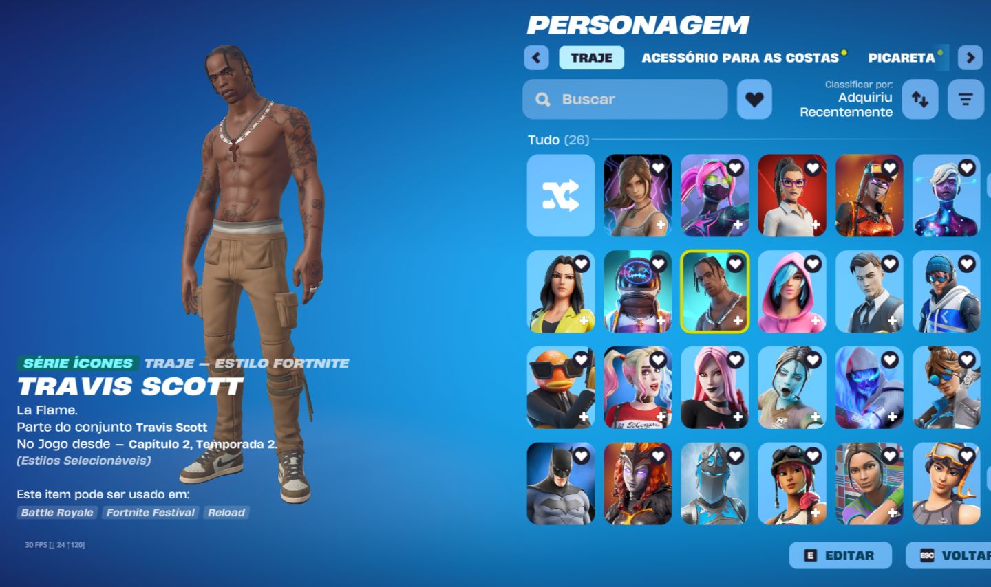 Conta Fortnite+100Skins (Travis Scott,Machado leviatã entre outras na descrição)