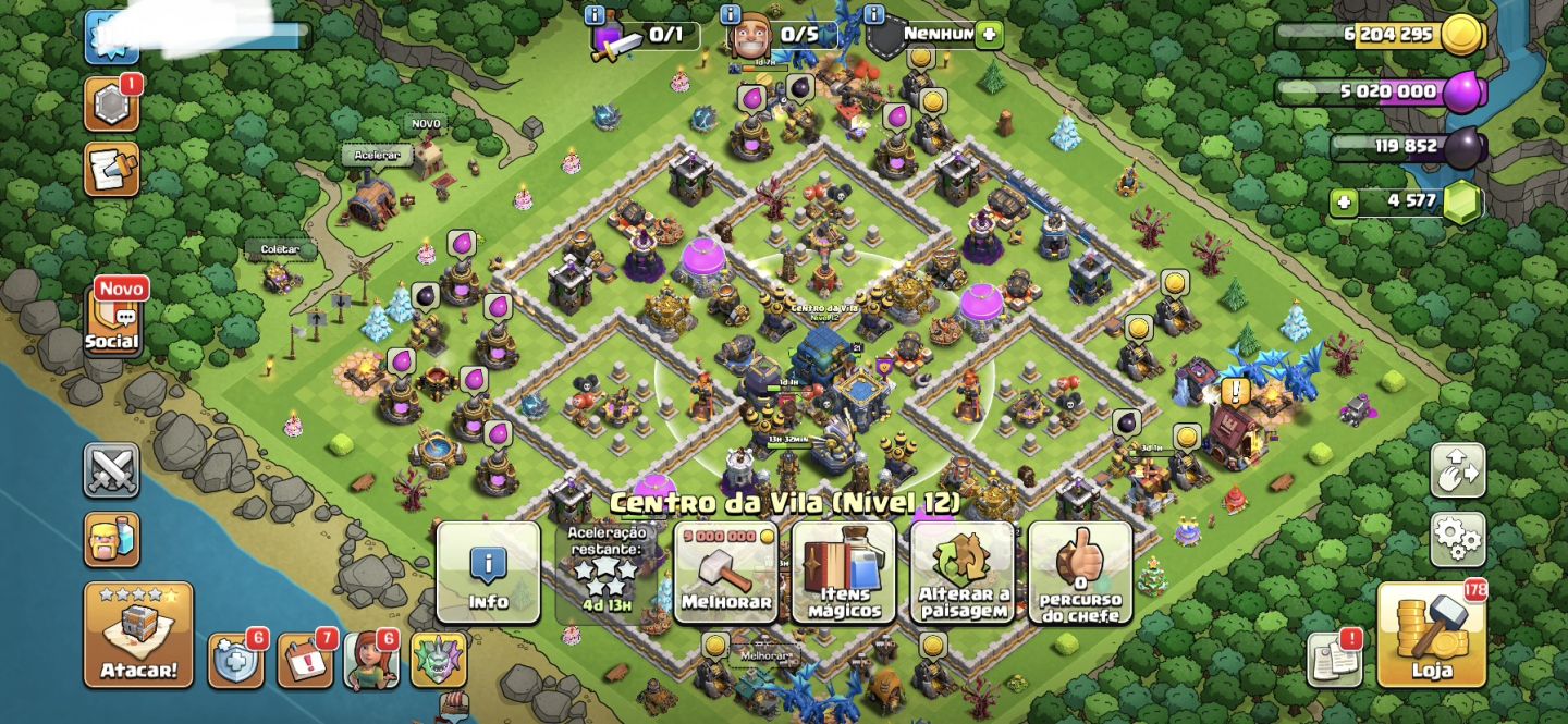 Conta clash of clans cv 12 antiga