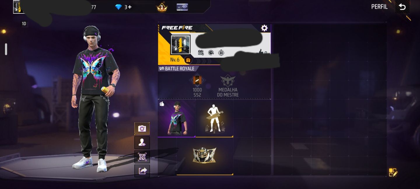 CONTA FF NIVEL 6 + 1 SKIN VIBE METAMORFOSE + 1 GELO ASAS DO REY + EMOTE RARO