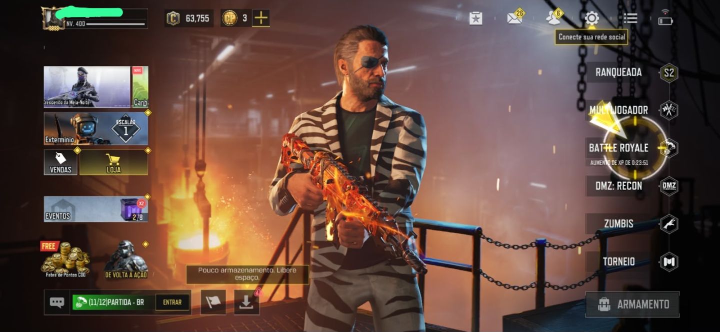 5 lendárias armas nível 400 Arma Épica 202 personagem Épico 76 C: 63k