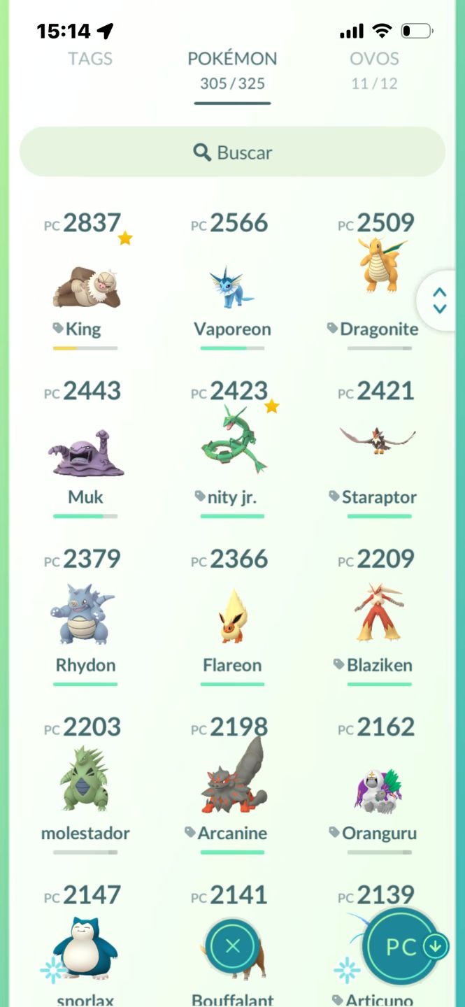 CONTA TOP DEMAIS DE POKEMON GO