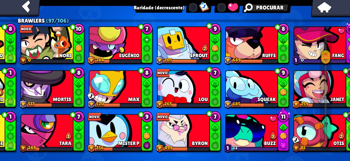 Conta de Brawl stars 40k de troféUs com todos os lendários