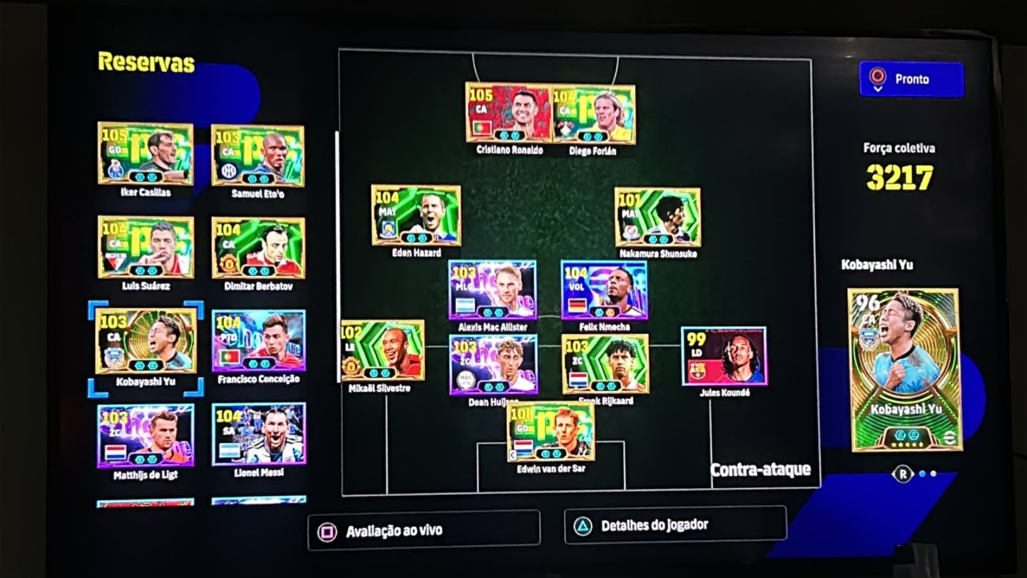 CONTA EFOOTBALL PS4/PS5 COM VAN DE SAR 108, CR7 105 , HAZARD, ETOO E + 100