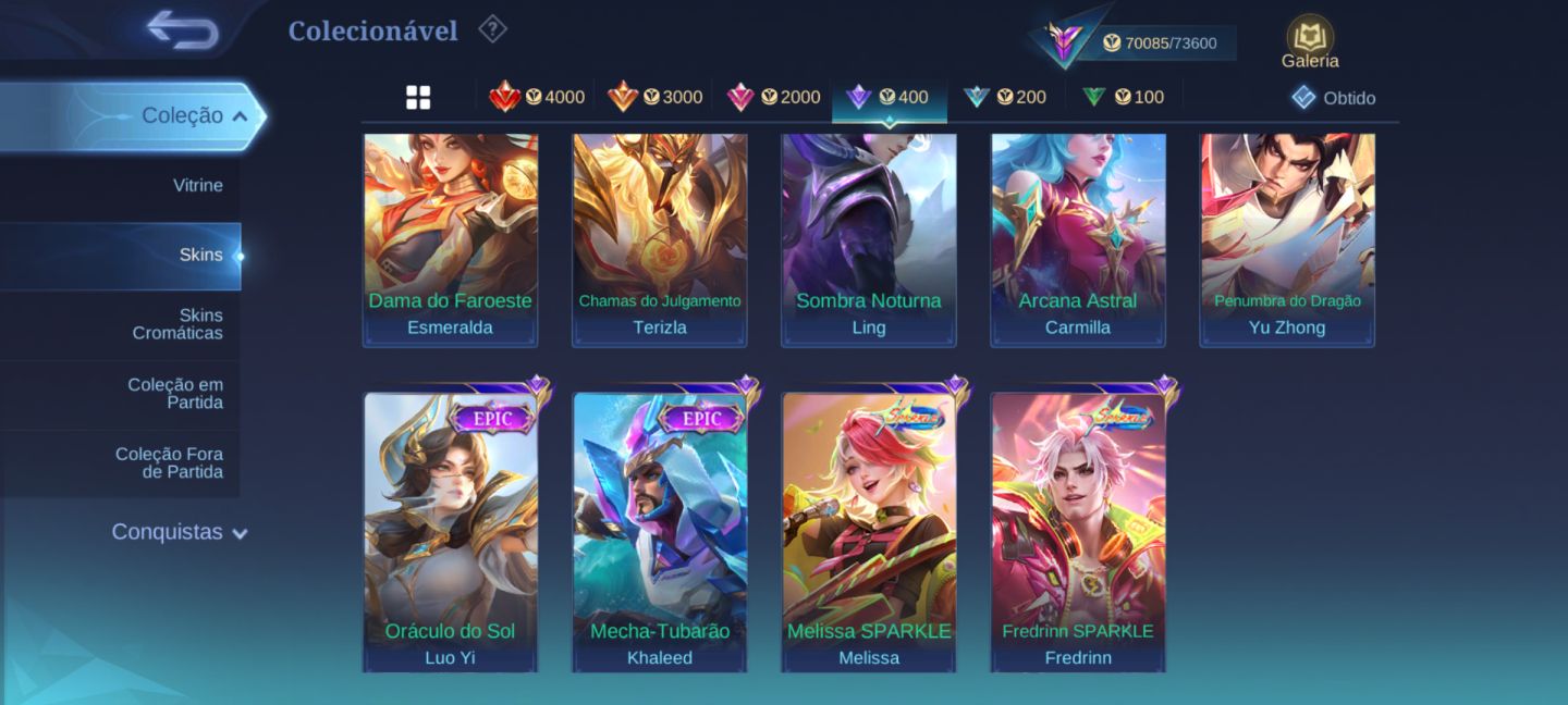 CONTA COLECIONADOR RENOMADO 2 FULL HERÓIS E 309 SKINS