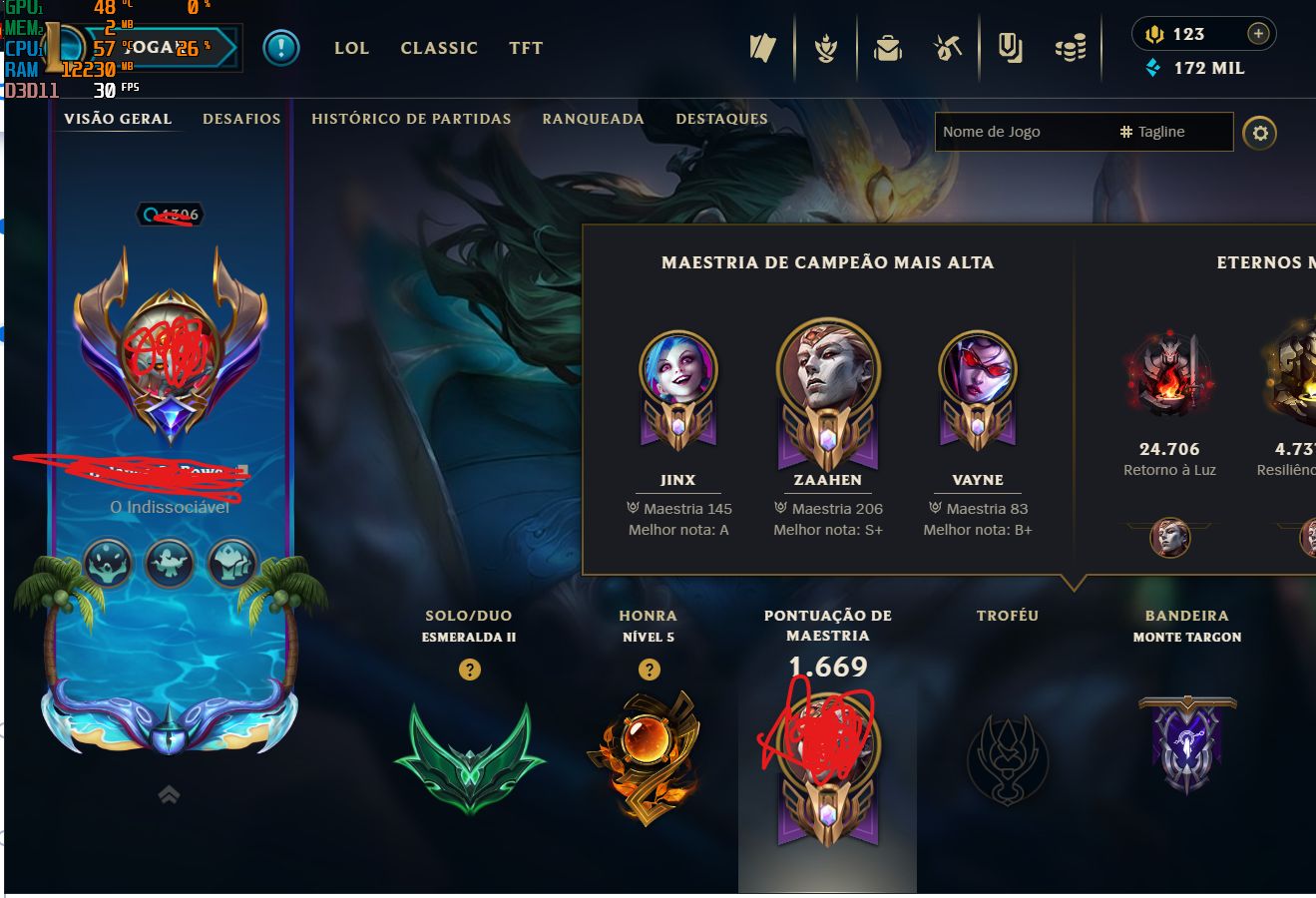 Conta lol Top 1 zaahen esmeralda 2