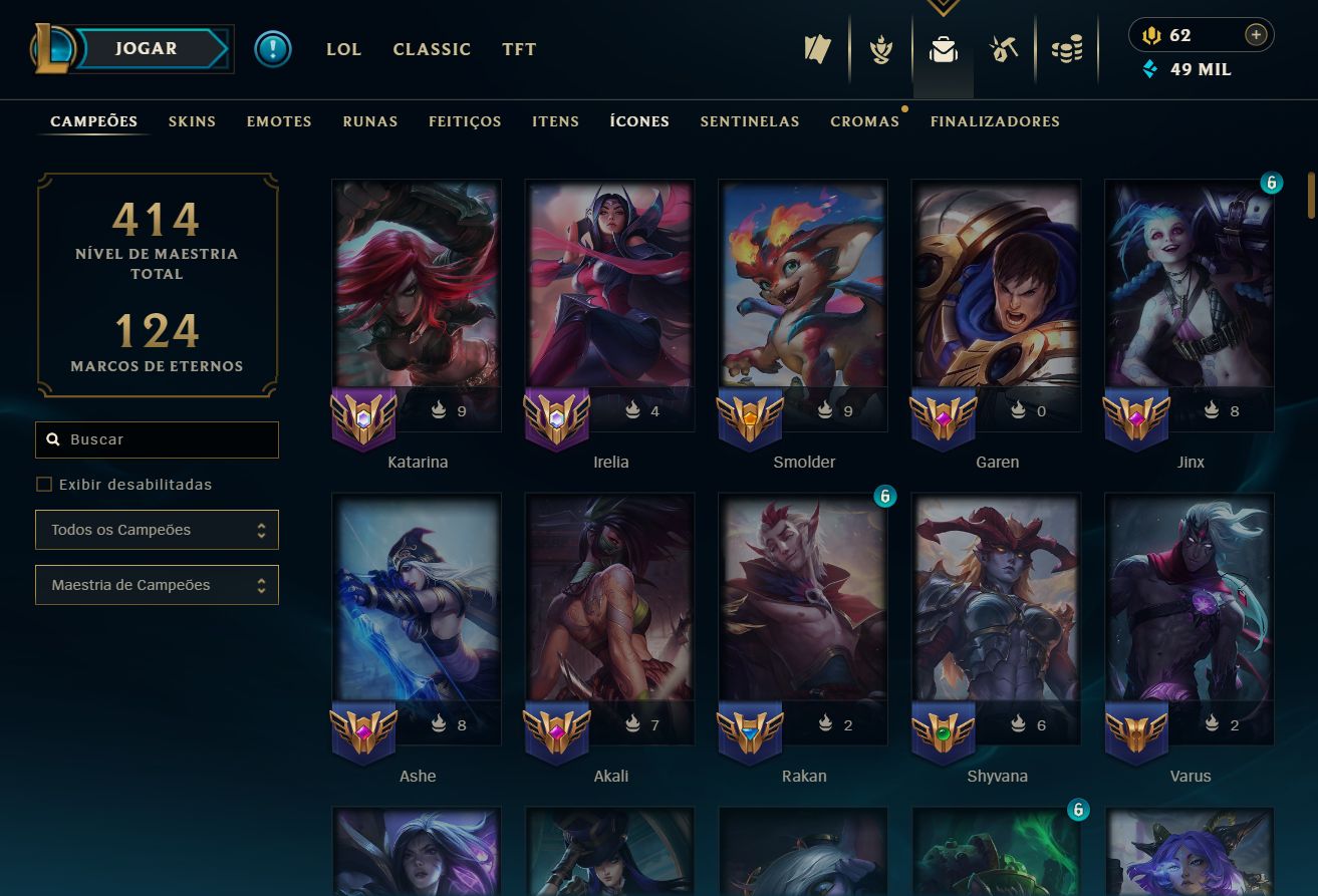 Conta lol lvl 176 - platina 4 (SOLOQ)
