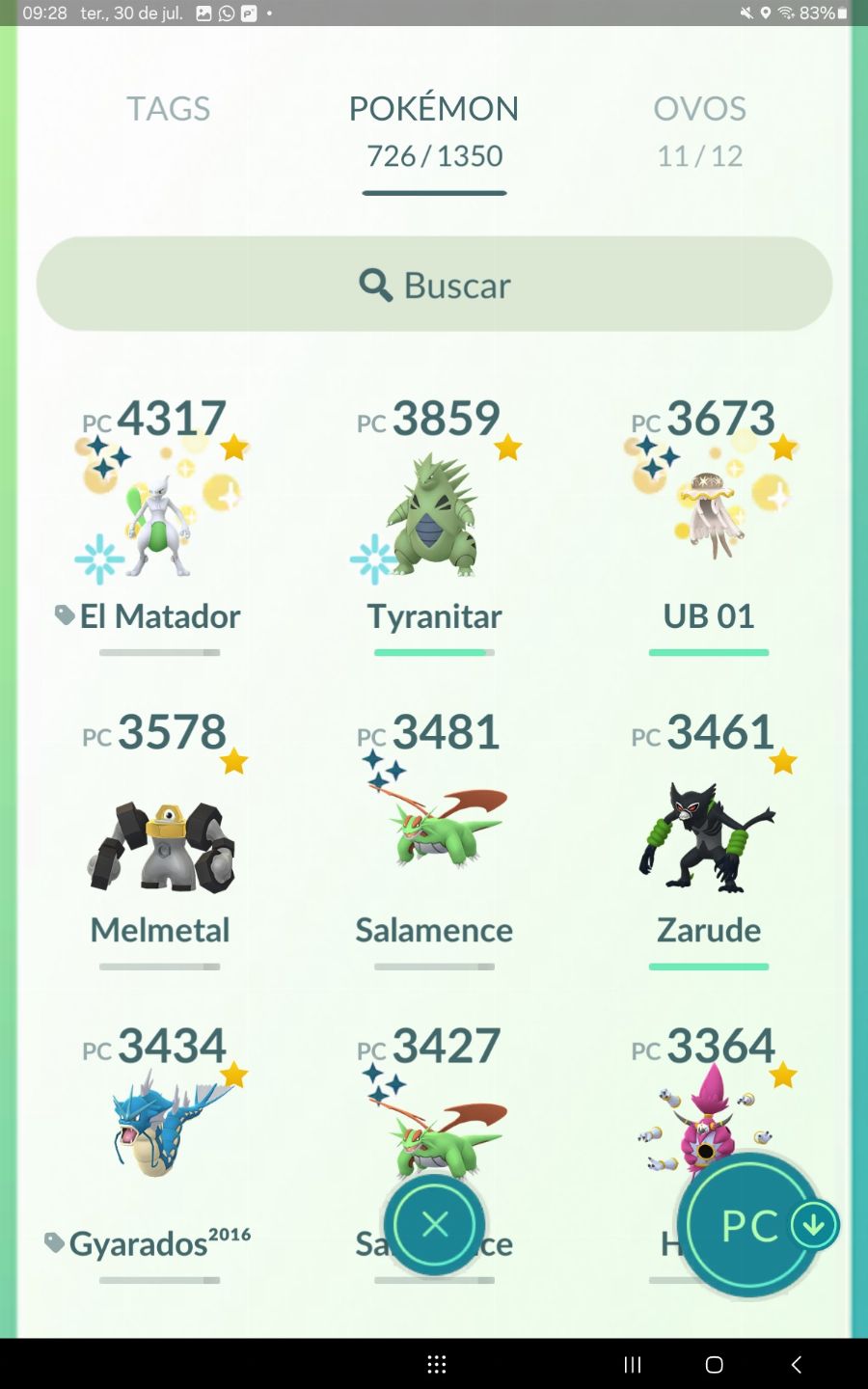 Conta de pokemon go de 2016