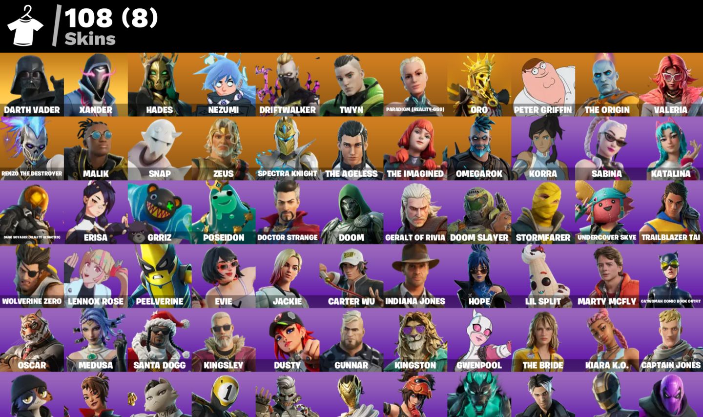 CONTA FORTNITE OG | 108 SKINS | MARVEL | SKINS PS+ | SPIDER GWEN E +