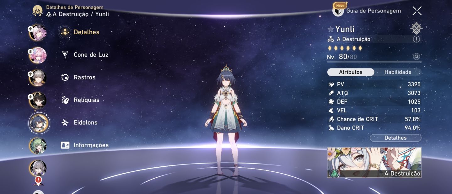 Conta hsr com Cyrene e6 + cone + Yinlin+ Evernigth