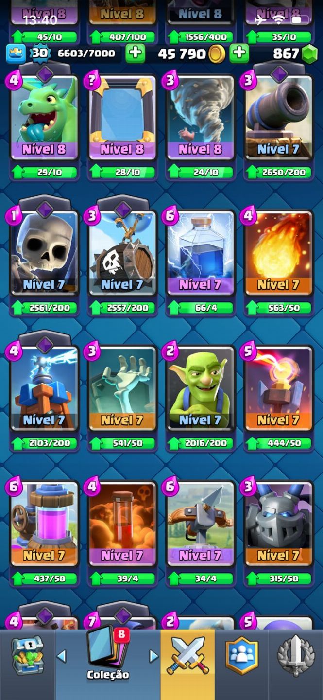 CONTA CLASH ROYALE NIVEL 30