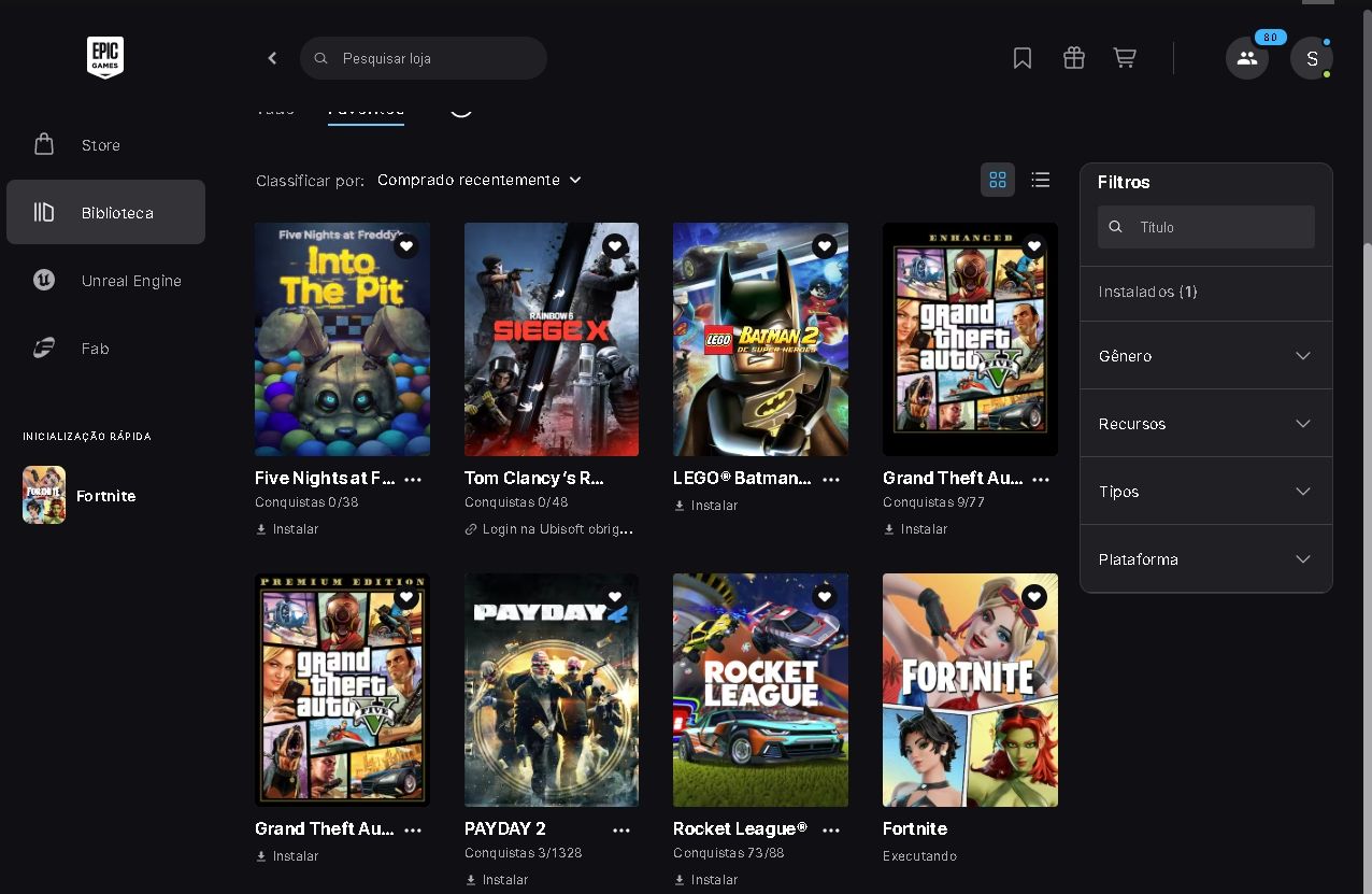 Conta Fortnite + Epic Games conta da Epic Games com excelente coleção