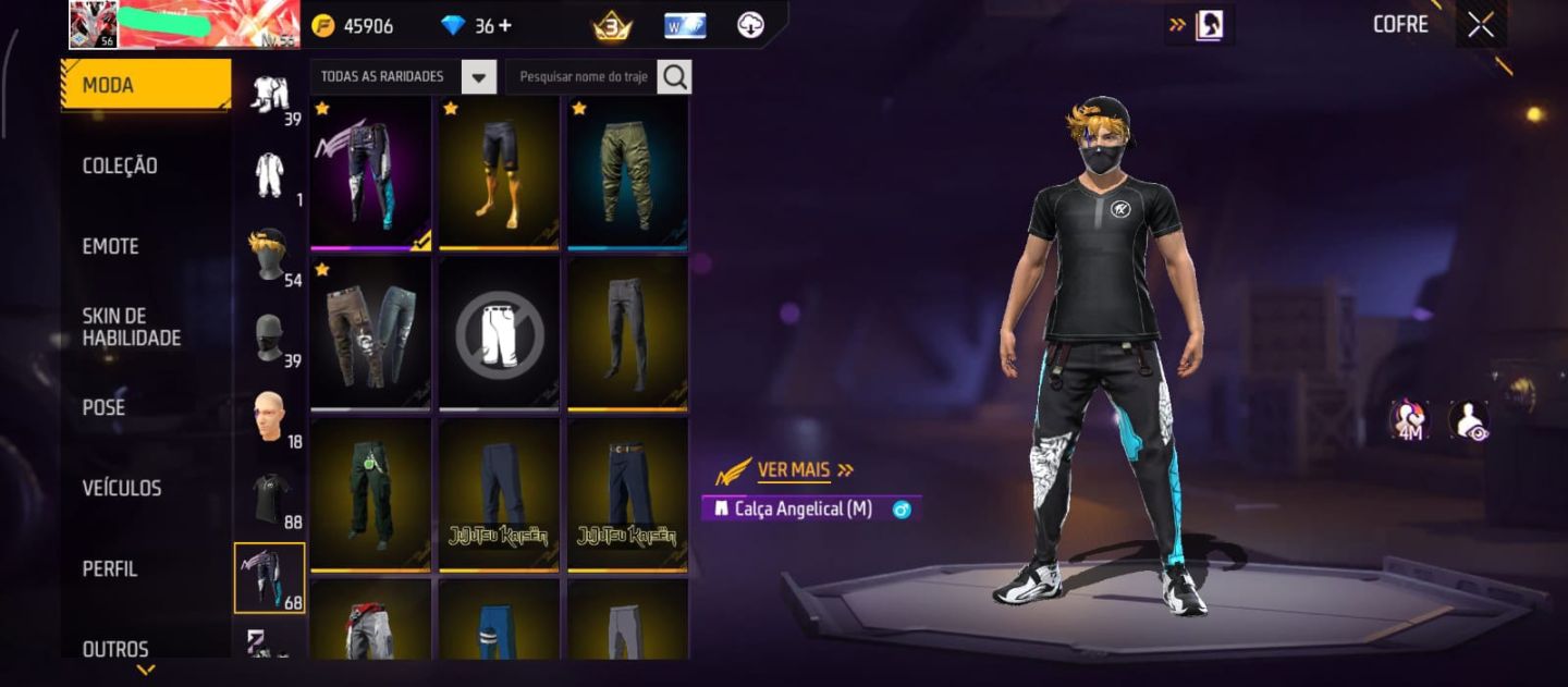 Conta Free Fire com Angelical