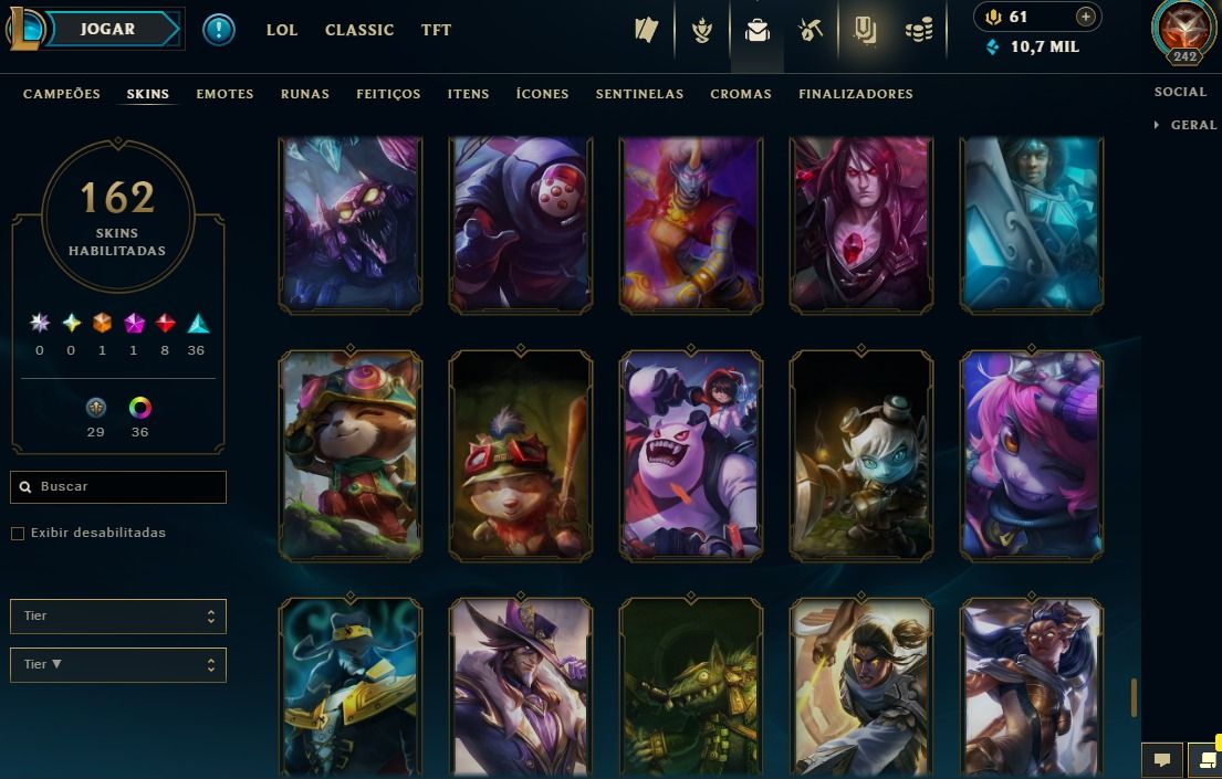 Full Acesso - 162 Skins - Todos Campeões - Level 242 - Season 2