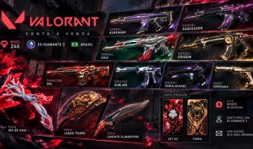 CONTA VALORANT NIVEL 246 | 4 VANDALS | KURONAMI + SAQUEADOR + 3 FACAS