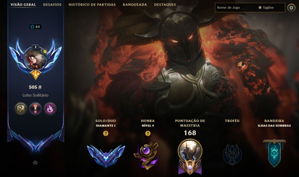 Conta diamante 1, nv 84, 76 champ, 52 skins, 84 icones e 17 cromas.