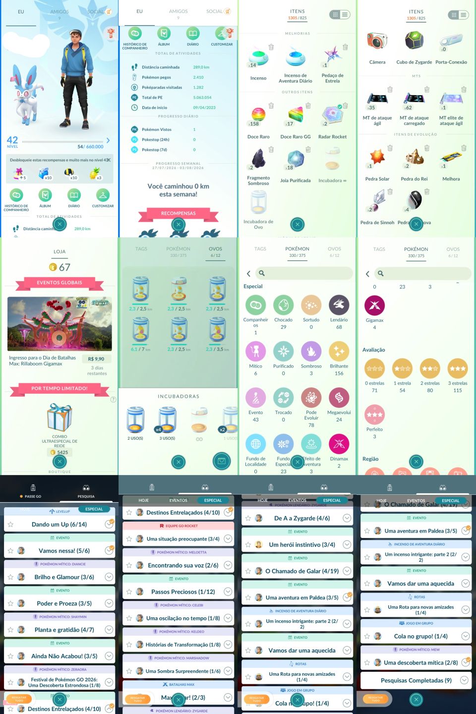 CONTA PREMIUM LV42 ZEKROM SHINY FUNDO 4 LENDARIOS SHINYS E MAIS - POKEMON GO