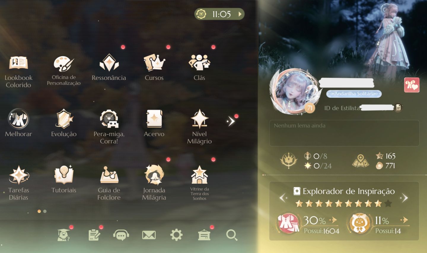 Conta Infinity Nikki - Rank 71 - 8 looks completos, 3 limitados