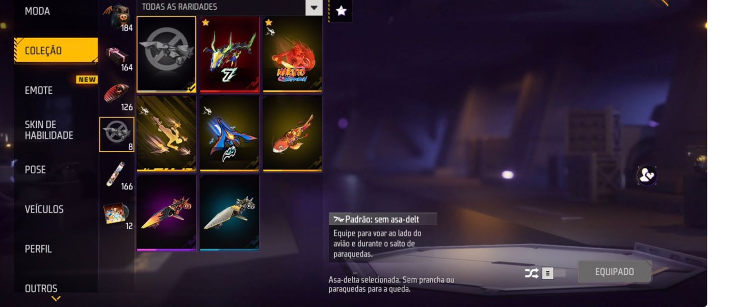 CONTA DE FREE FIRE PRIME 8 FULL ROXA GEMADA